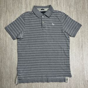 Vintage Abercrombie & Fitch Muscle Shirt Y2K Men L Slim Gray Striped Short Sleev